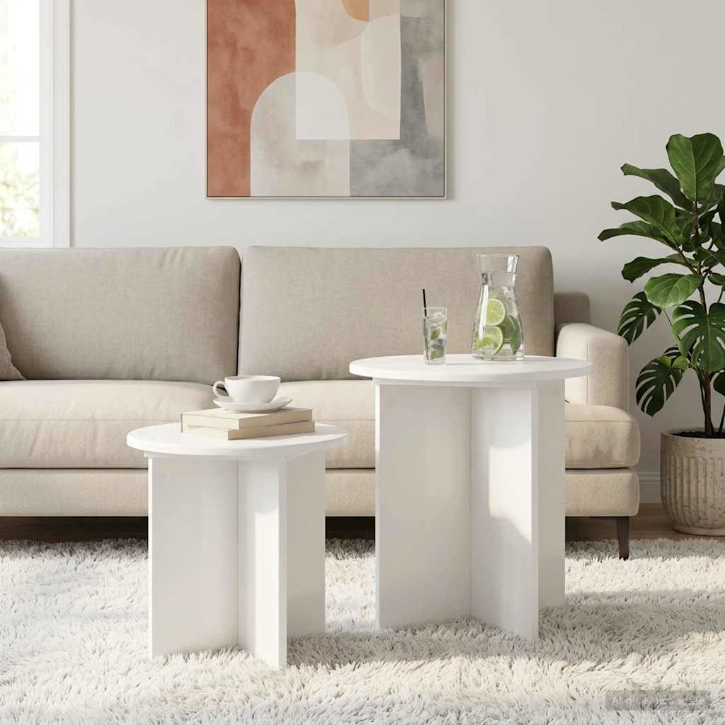 Sidebordssæt 2 stk. Ø 45 x 45 cm Konstrueret træ