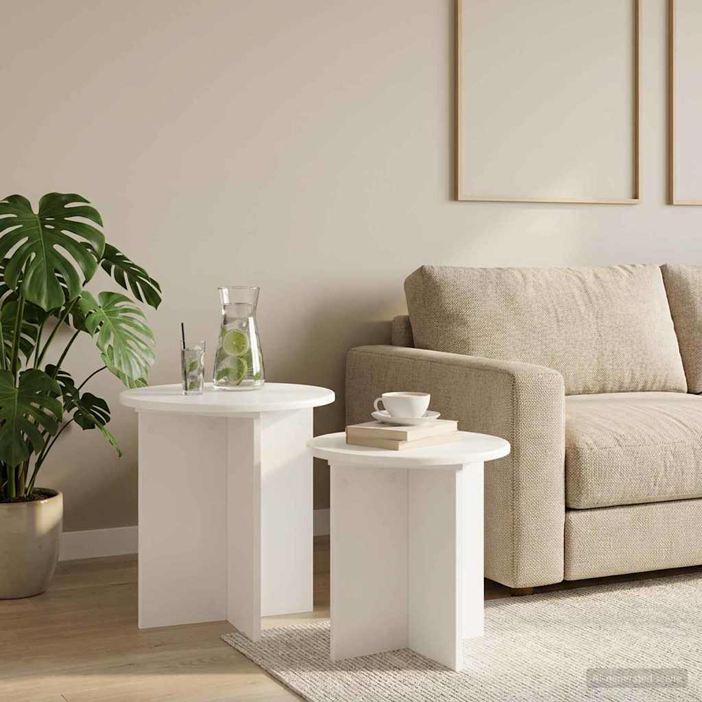 Sidebordssæt 2 stk. Ø 45 x 45 cm Konstrueret træ