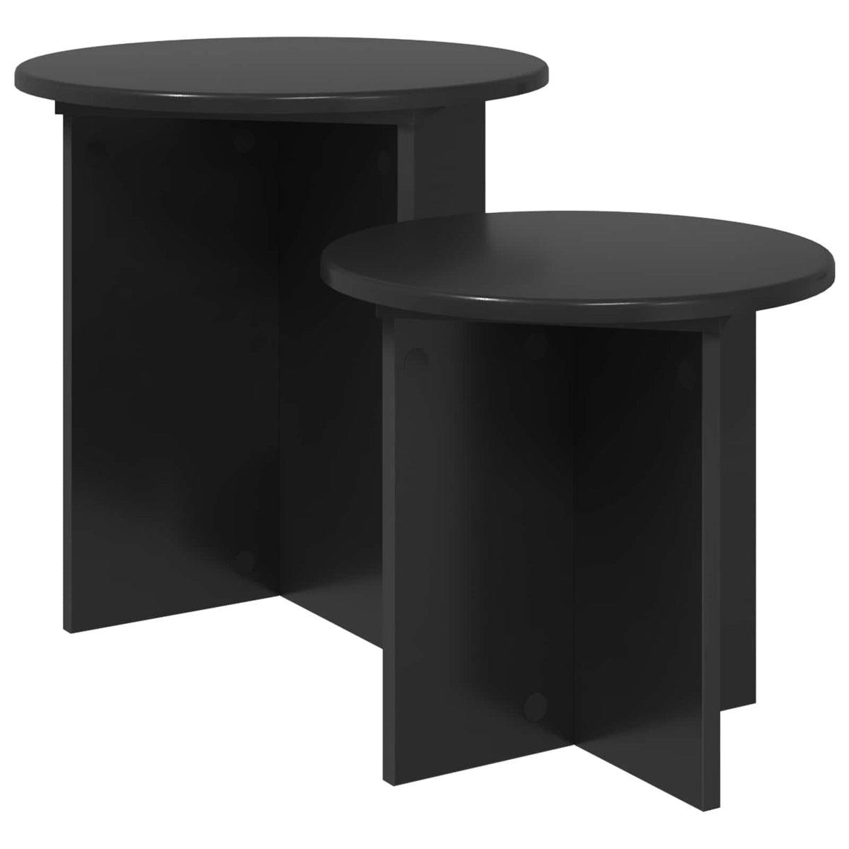 Sidebordssæt 2 stk. Sort eg Ø 45 x 45 cm Konstrueret træ
