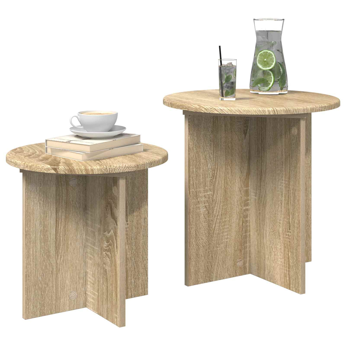 Sidebordssæt 2 stk. Sonoma-eg Ø 45 x 45 cm Konstrueret træ