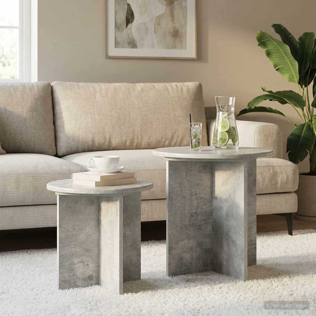 Sidebordssæt 2 stk. Betongrå Ø 45 x 45 cm Konstrueret træ