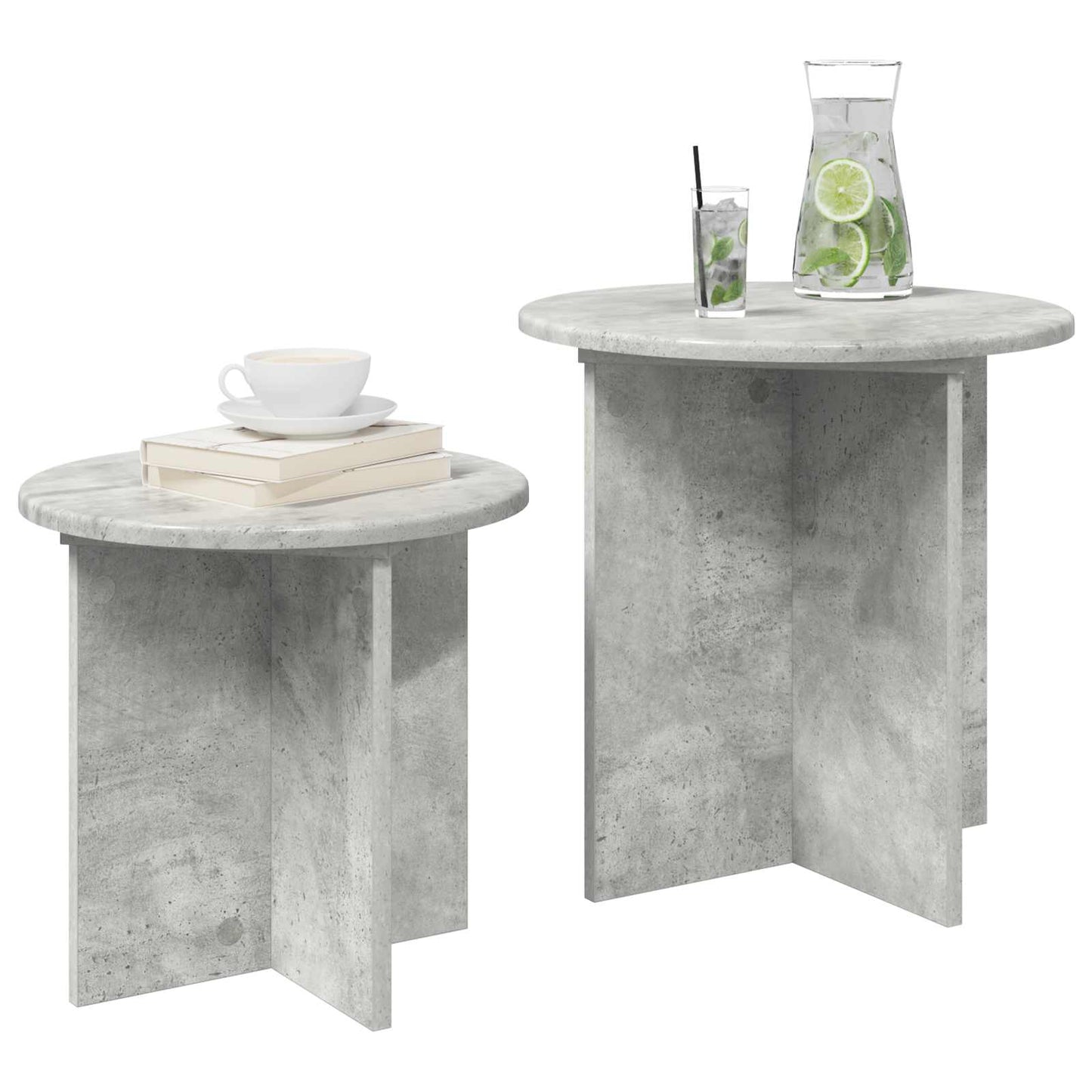 Sidebordssæt 2 stk. Betongrå Ø 45 x 45 cm Konstrueret træ
