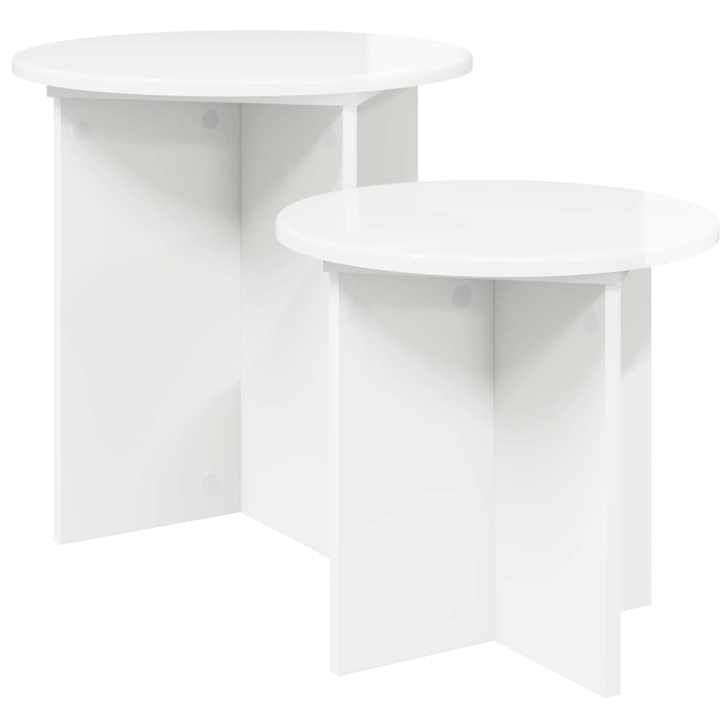Sidebordssæt 2 stk. Hvid højglans Ø 45 x 45 cm Konstrueret træ