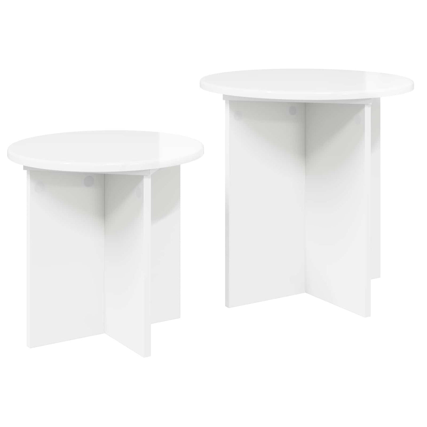 Sidebordssæt 2 stk. Hvid højglans Ø 45 x 45 cm Konstrueret træ