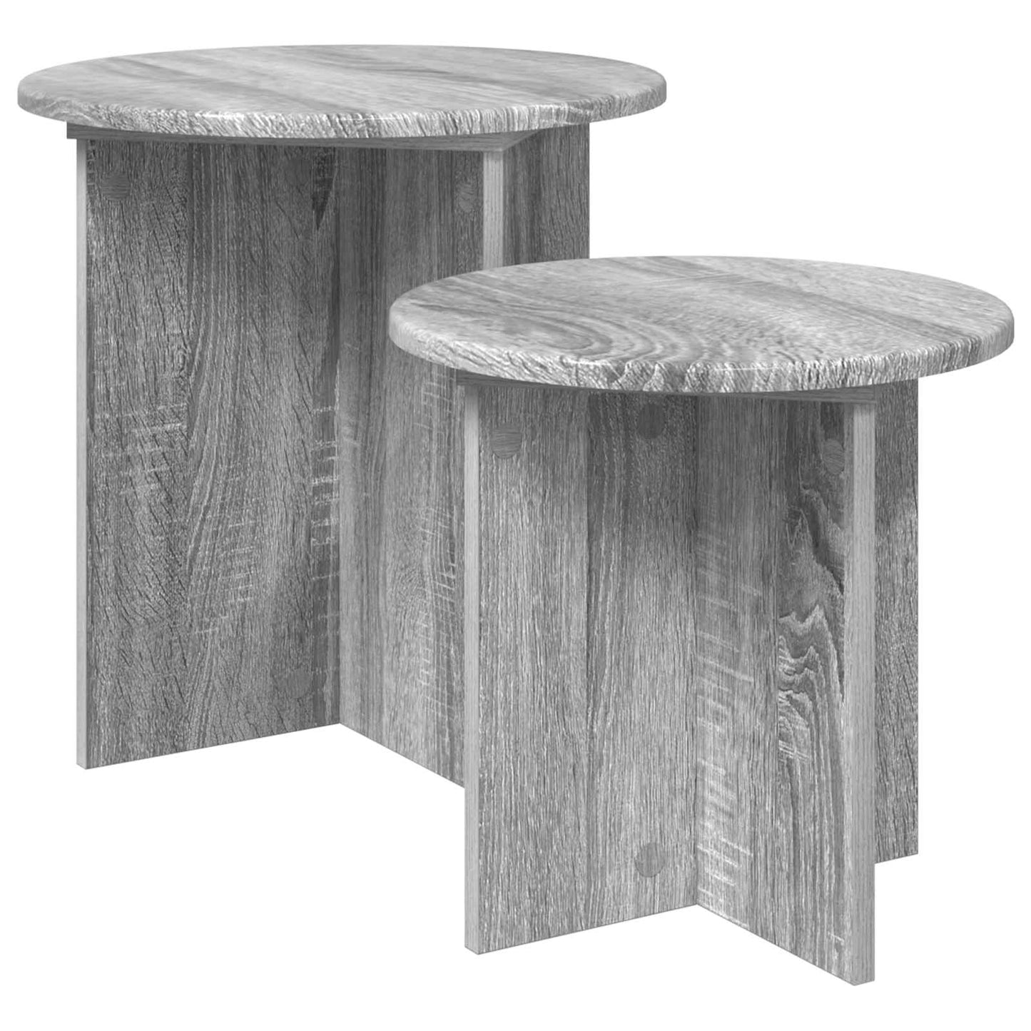 Sidebordssæt 2 stk. Grå sonoma-eg Ø 45 x 45 cm Konstrueret træ
