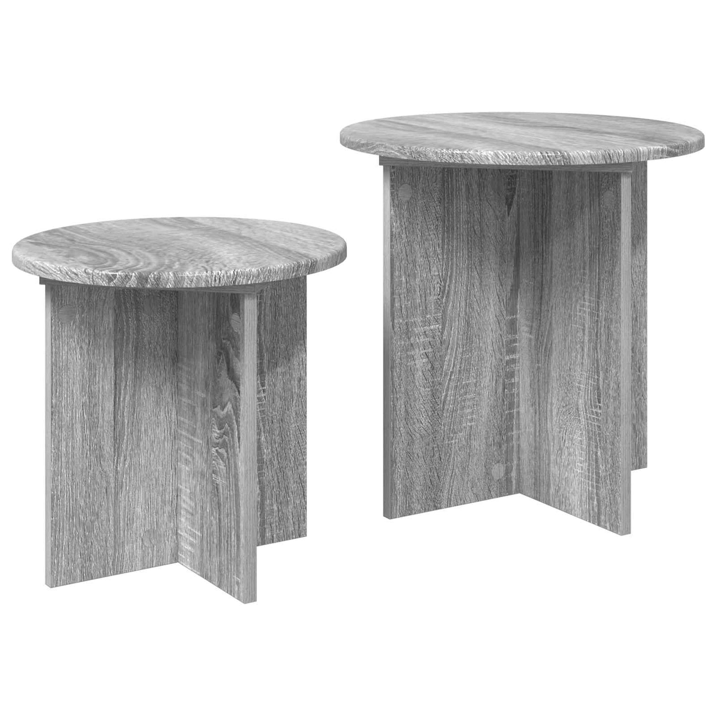 Sidebordssæt 2 stk. Grå sonoma-eg Ø 45 x 45 cm Konstrueret træ