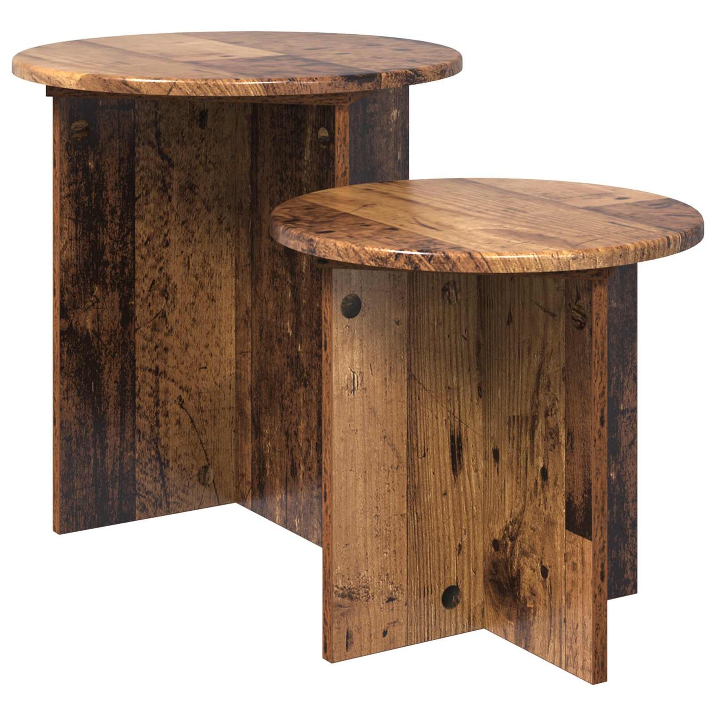 Sidebordssæt 2 stk. Gammelt træ Ø 45 x 45 cm Konstrueret træ