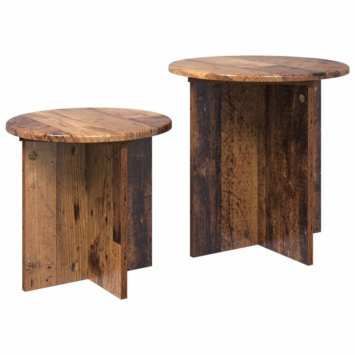 Sidebordssæt 2 stk. Gammelt træ Ø 45 x 45 cm Konstrueret træ