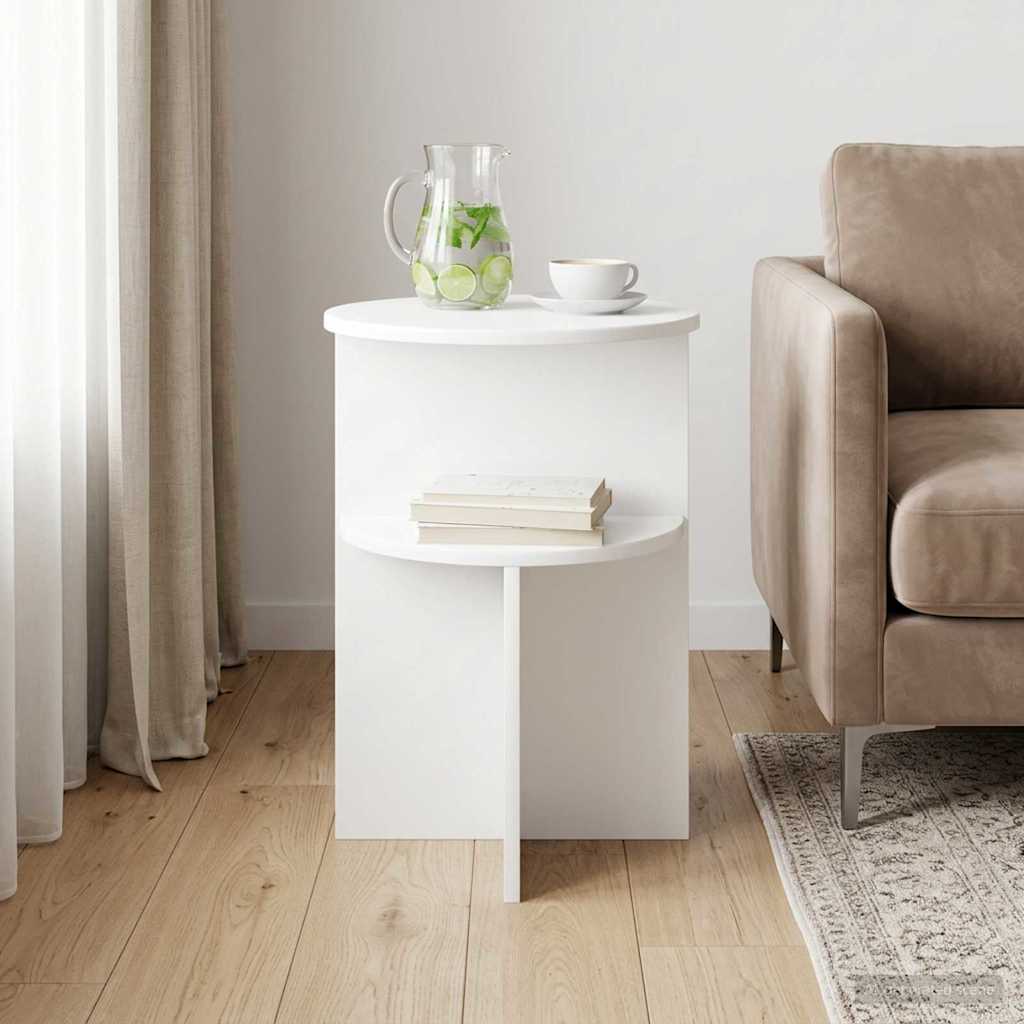 Sidebord med opbevaring Hvid Ø 39,5 x 55 cm Konstrueret træ