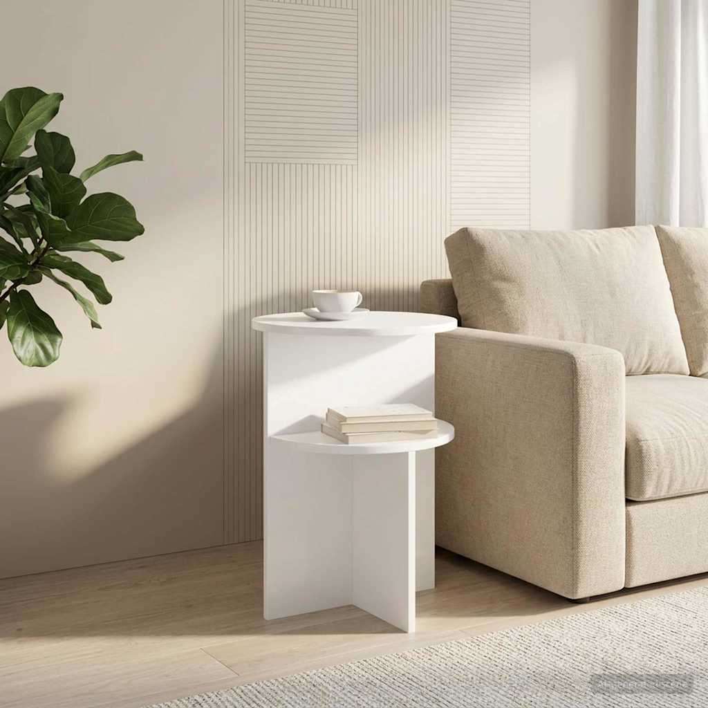 Sidebord med opbevaring Hvid Ø 39,5 x 55 cm Konstrueret træ
