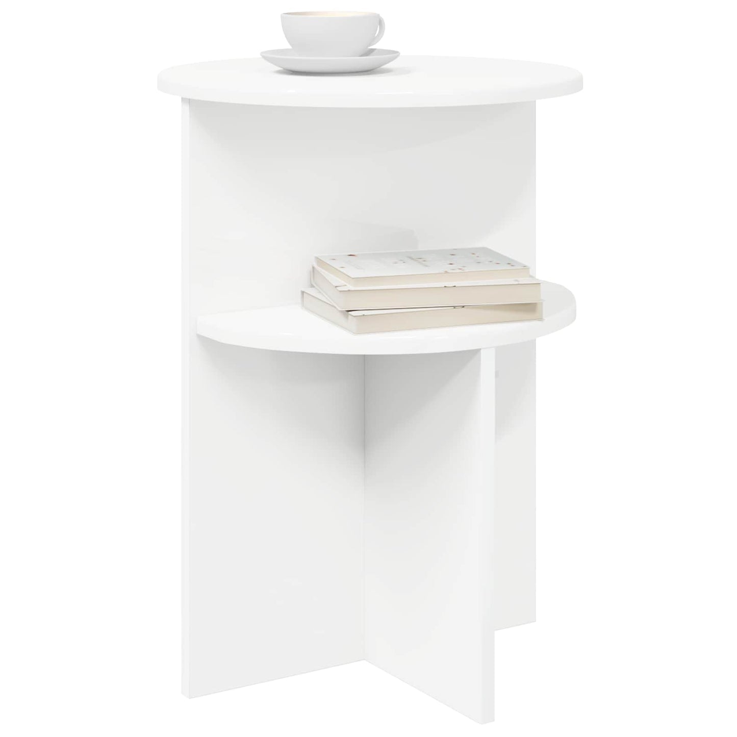 Sidebord med opbevaring Hvid Ø 39,5 x 55 cm Konstrueret træ