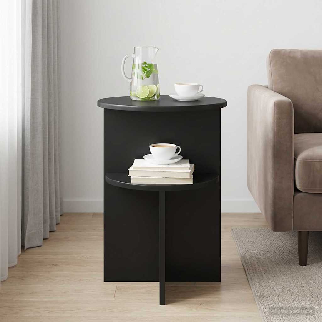 Sidebord med opbevaring Sort eg Ø 39,5 x 55 cm Konstrueret træ