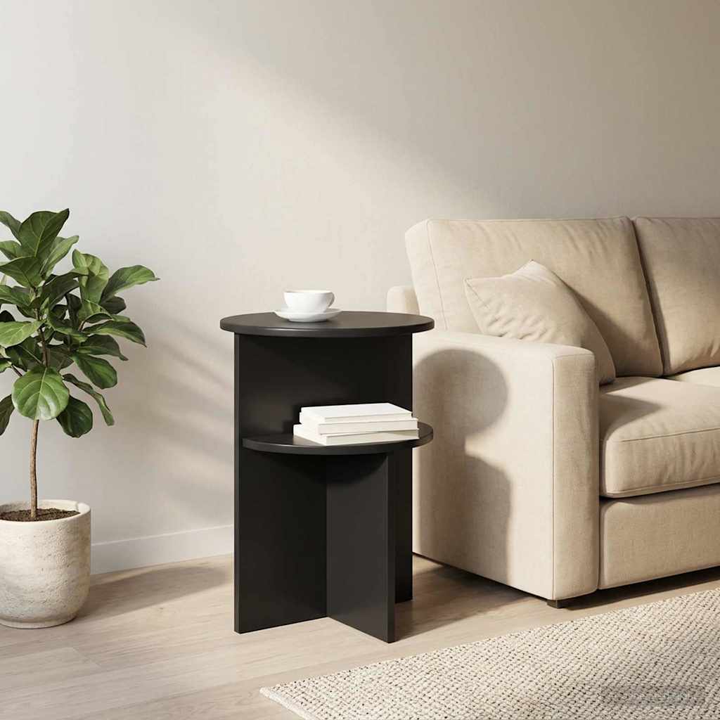 Sidebord med opbevaring Sort eg Ø 39,5 x 55 cm Konstrueret træ