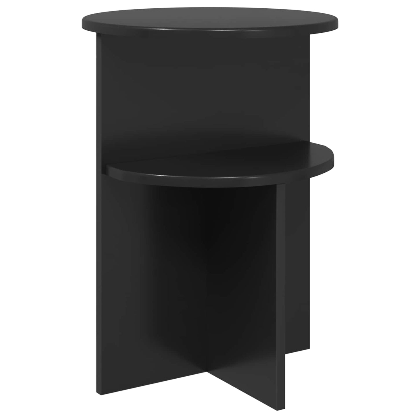Sidebord med opbevaring Sort eg Ø 39,5 x 55 cm Konstrueret træ