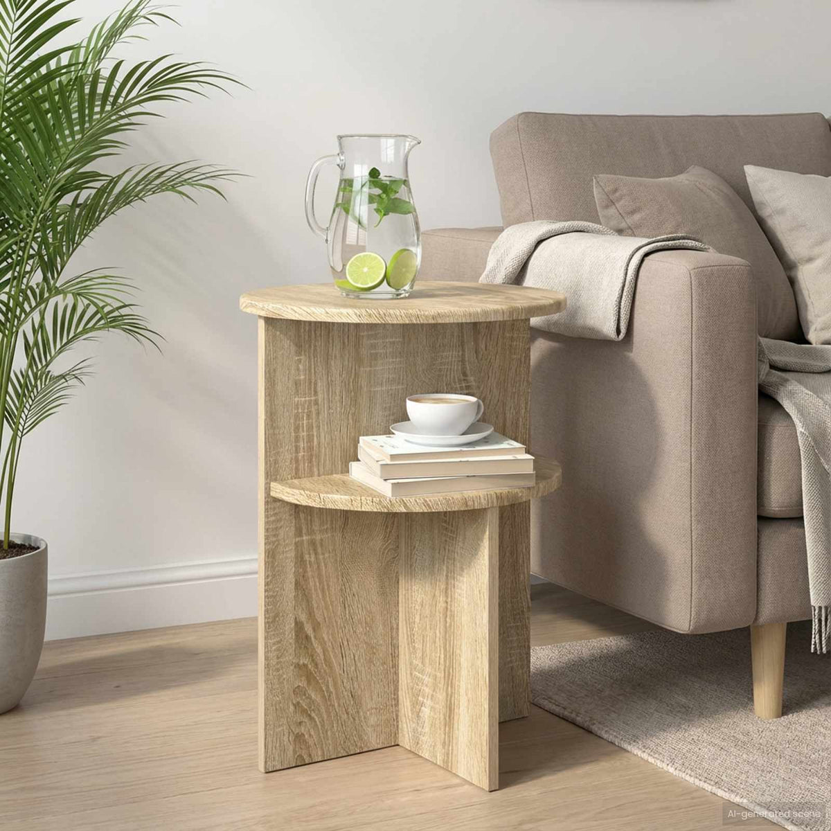 Sidebord Sonoma-eg Ø 39,5 x 55 cm Konstrueret træ