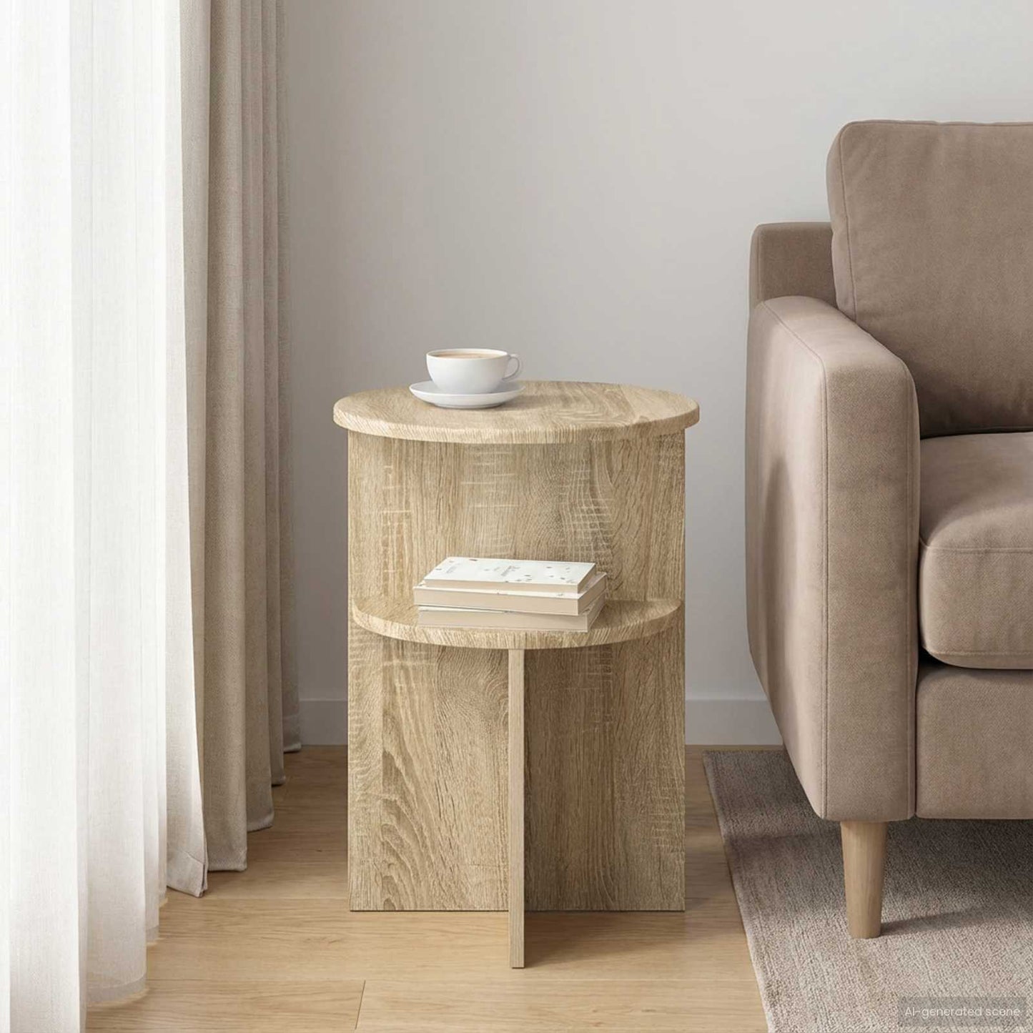 Sidebord Sonoma-eg Ø 39,5 x 55 cm Konstrueret træ