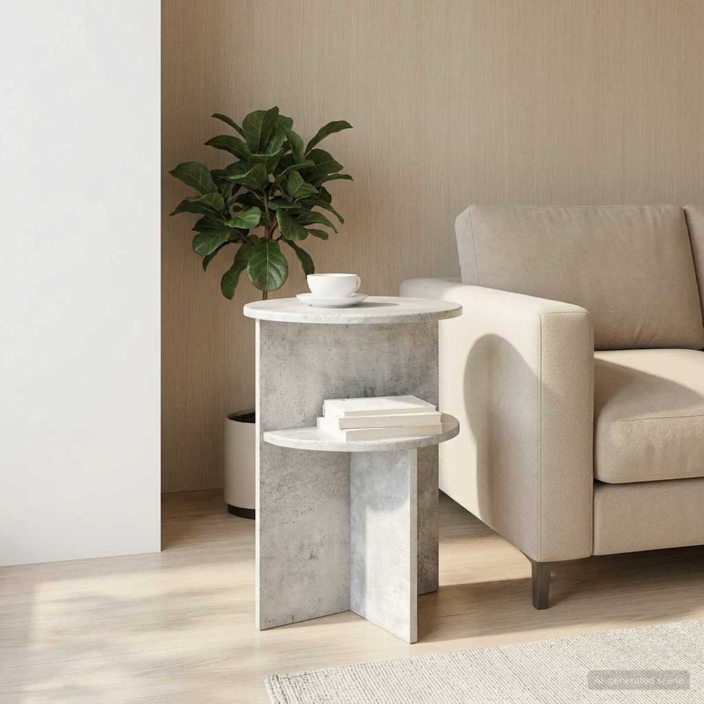 Sidebord med opbevaring Betongrå Ø 39,5 x 55 cm Konstrueret træ