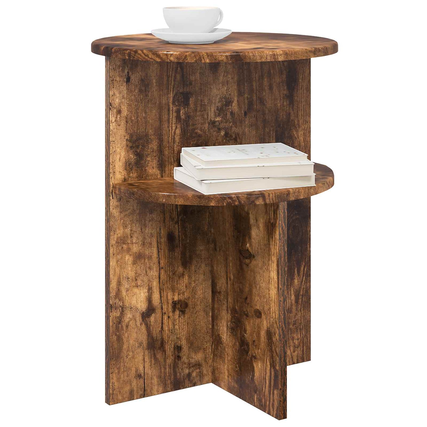 Sidebord med opbevaring Røget eg Ø 39,5 x 55 cm Konstrueret træ