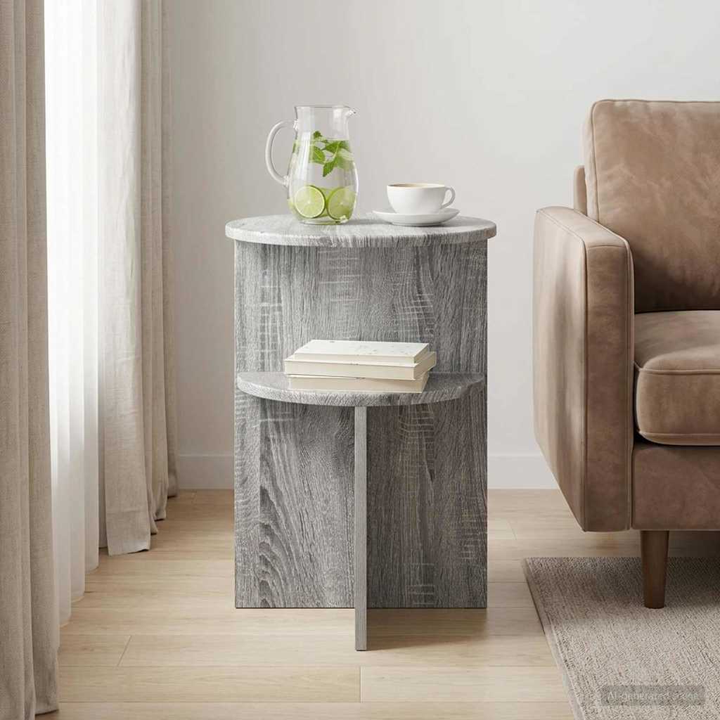 Sidebord Grå sonoma-eg Ø 39,5 x 55 cm Konstrueret træ