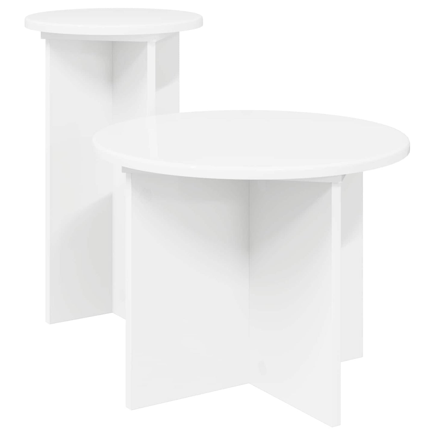 Sidebordssæt 2 stk. Hvid Ø 45 x 35 cm Konstrueret træ