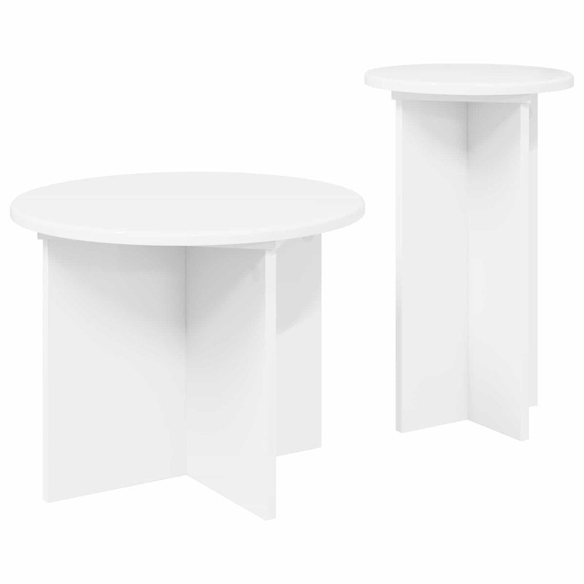 Sidebordssæt 2 stk. Hvid Ø 45 x 35 cm Konstrueret træ