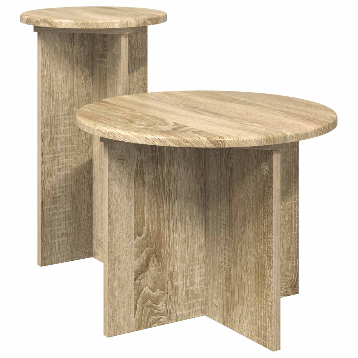 Sidebordssæt 2 stk. Sonoma-eg Ø 45 x 35 cm Konstrueret træ