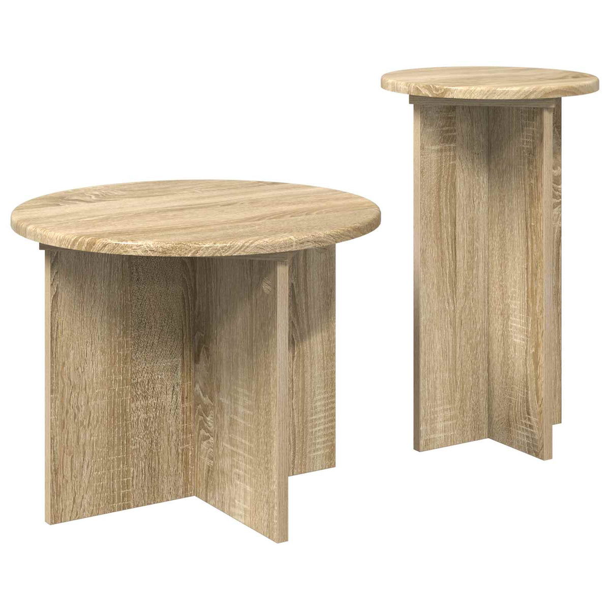 Sidebordssæt 2 stk. Sonoma-eg Ø 45 x 35 cm Konstrueret træ