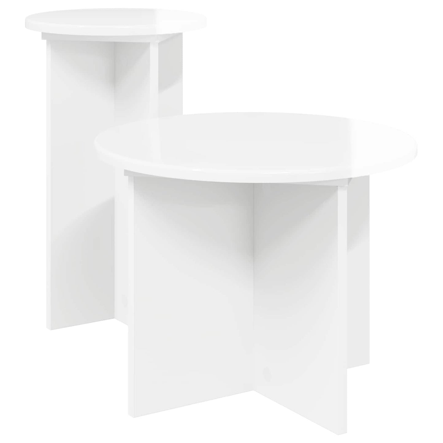 Sidebordssæt 2 stk. Hvid højglans Ø 45 x 35 cm Konstrueret træ