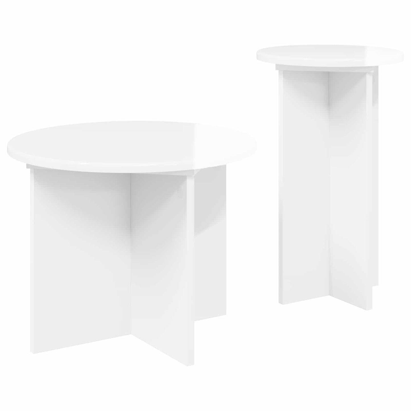 Sidebordssæt 2 stk. Hvid højglans Ø 45 x 35 cm Konstrueret træ