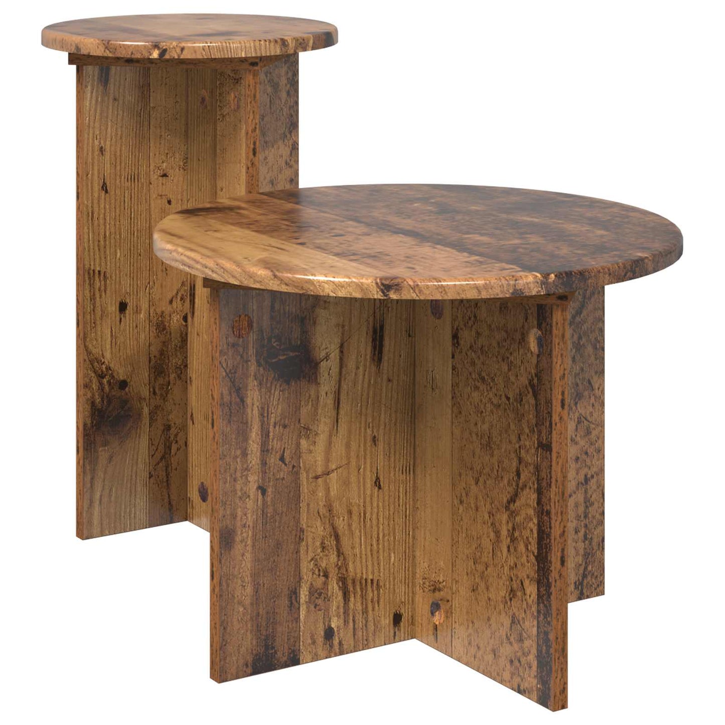 Sidebordssæt 2 stk. Gammelt træ Ø 45 x 35 cm Konstrueret træ