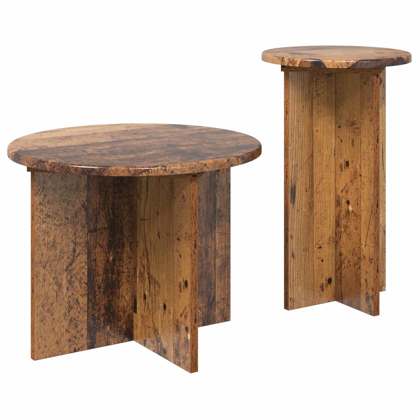 Sidebordssæt 2 stk. Gammelt træ Ø 45 x 35 cm Konstrueret træ