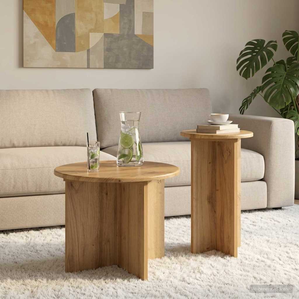 Sidebordssæt 2 stk. Artisan-eg Ø 45 x 35 cm Konstrueret træ
