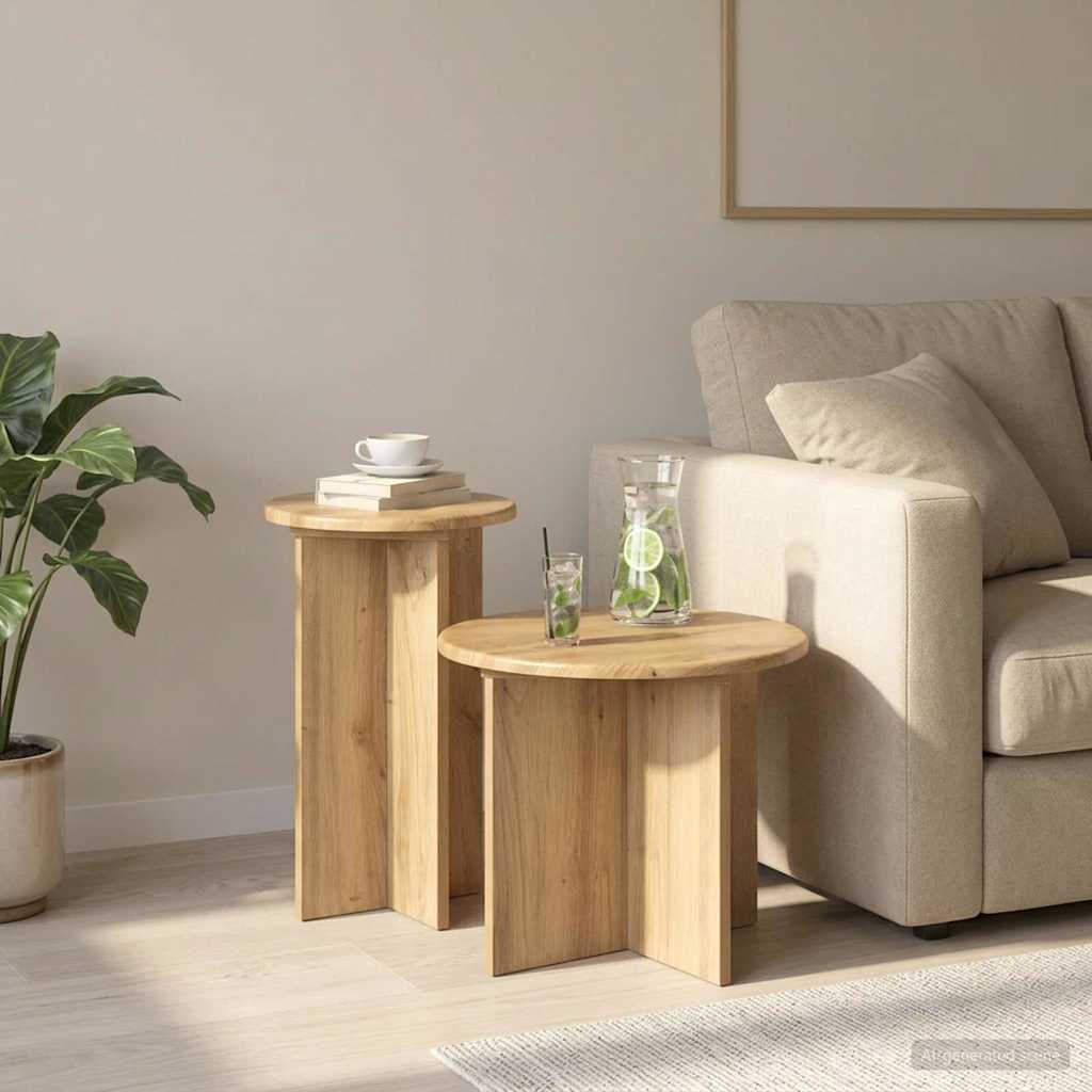 Sidebordssæt 2 stk. Artisan-eg Ø 45 x 35 cm Konstrueret træ