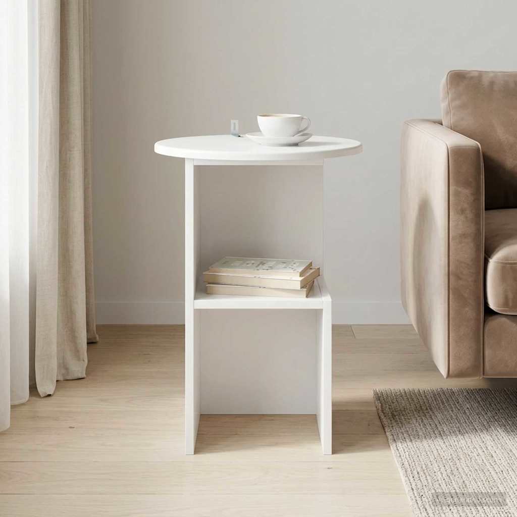 Sidebord Hvid Ø 39,5 x 55 cm Konstrueret træ