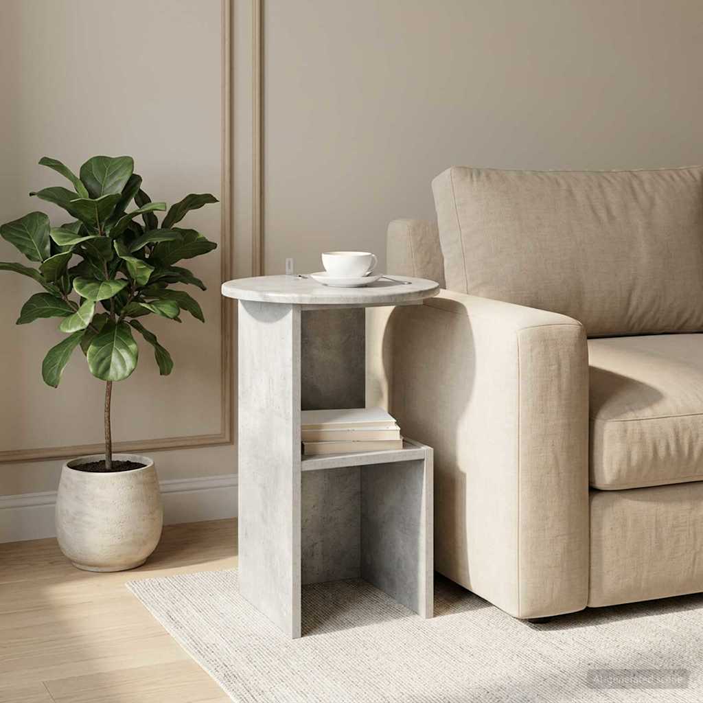 Sidebord Betongrå Ø 39,5 x 55 cm Konstrueret træ
