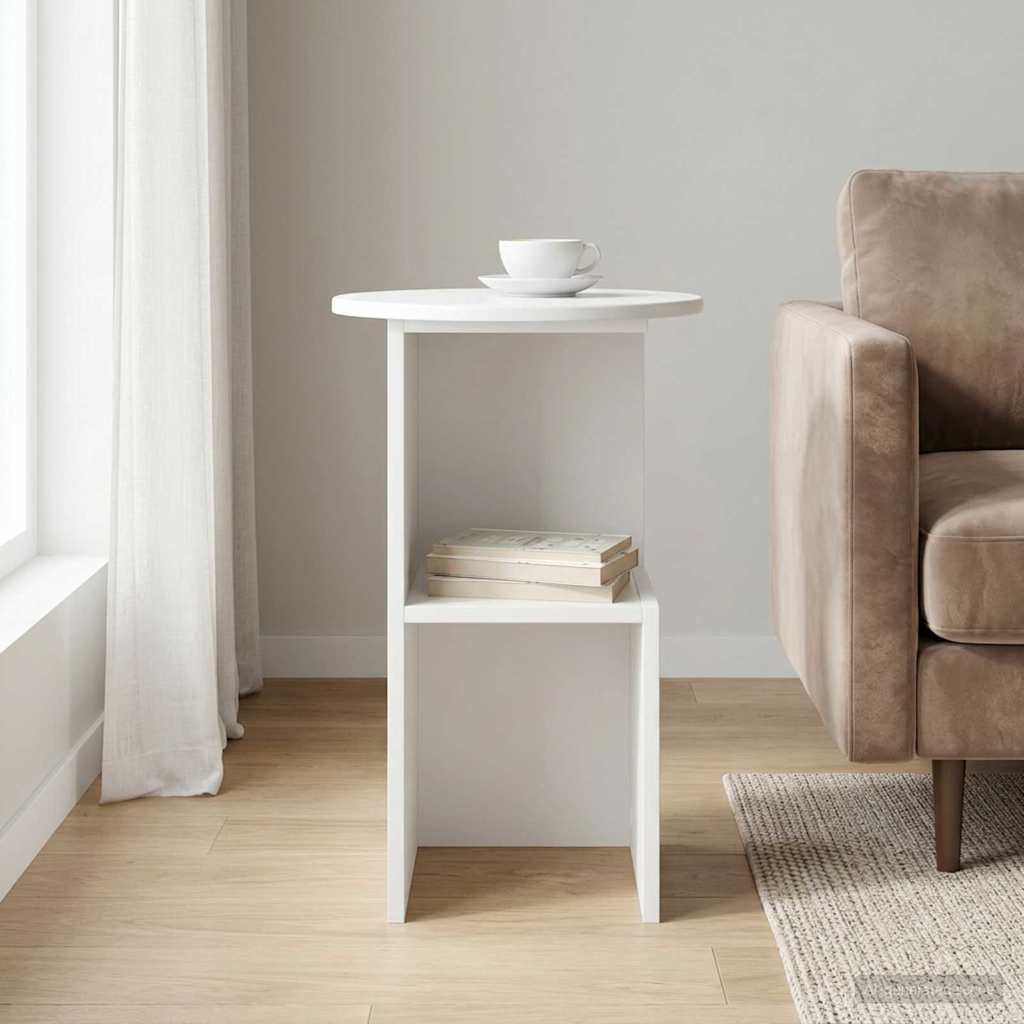Sidebord Hvid højglans Ø 39,5 x 55 cm Konstrueret træ