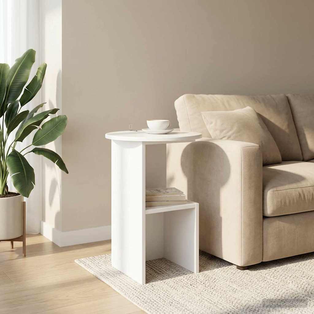 Sidebord Hvid højglans Ø 39,5 x 55 cm Konstrueret træ