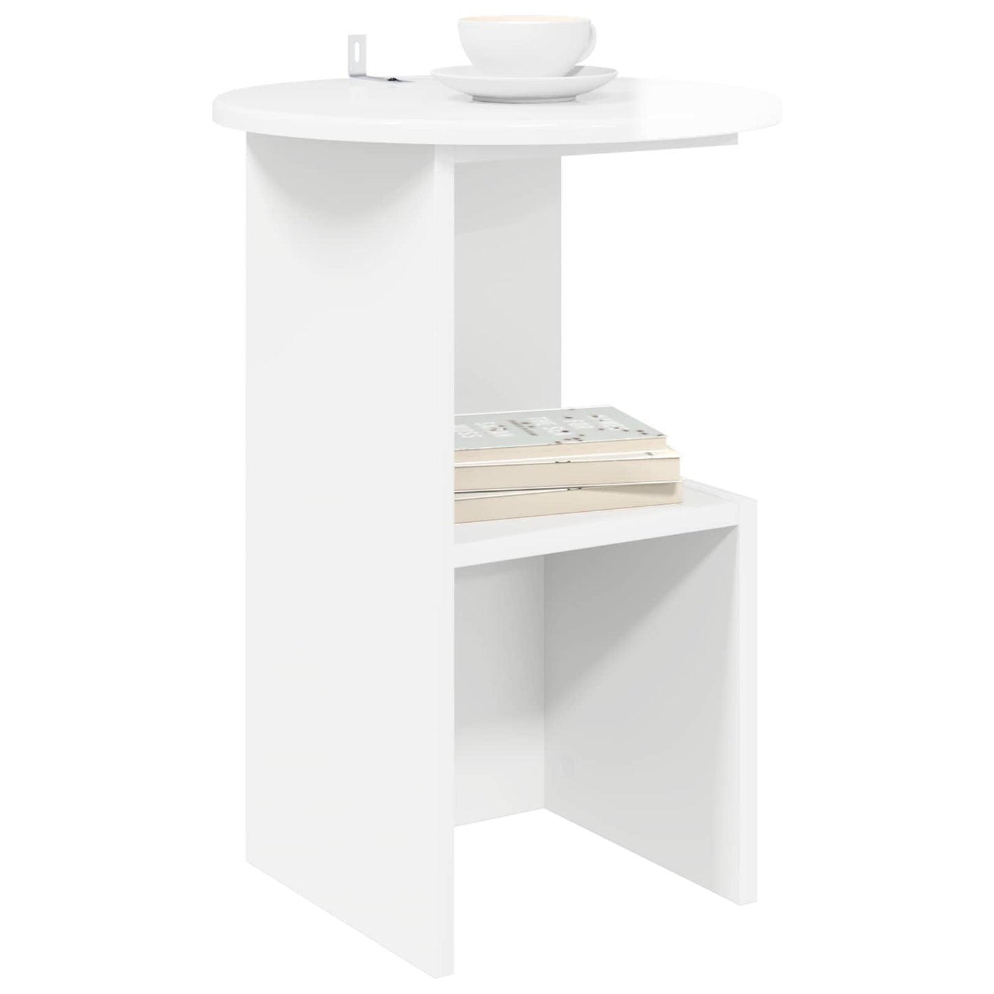 Sidebord Hvid højglans Ø 39,5 x 55 cm Konstrueret træ