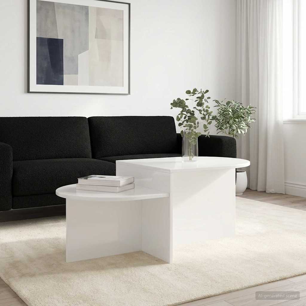 Sofabord Hvid højglans 100 x 50 x 40 cm Konstrueret træ
