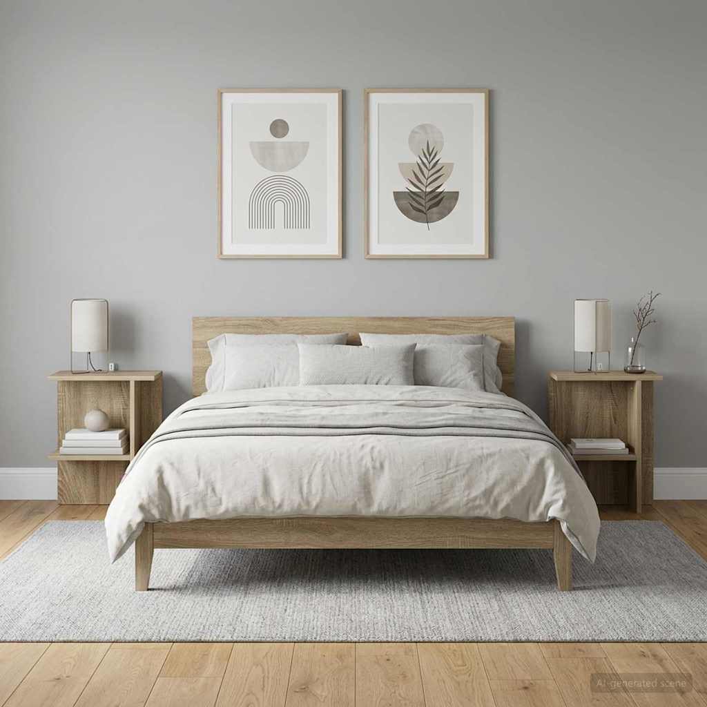 Sofabord 2 stk. Sonoma-eg 40 x 30 x 49 cm Konstrueret træ
