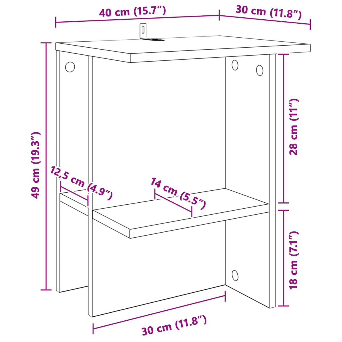 Sofabord 2 stk. Artisan-eg 40 x 30 x 49 cm Konstrueret træ