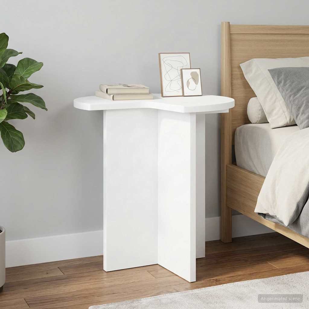 Sidebord 2 stk. Hvid Ø 39 x 38 cm Konstrueret træ