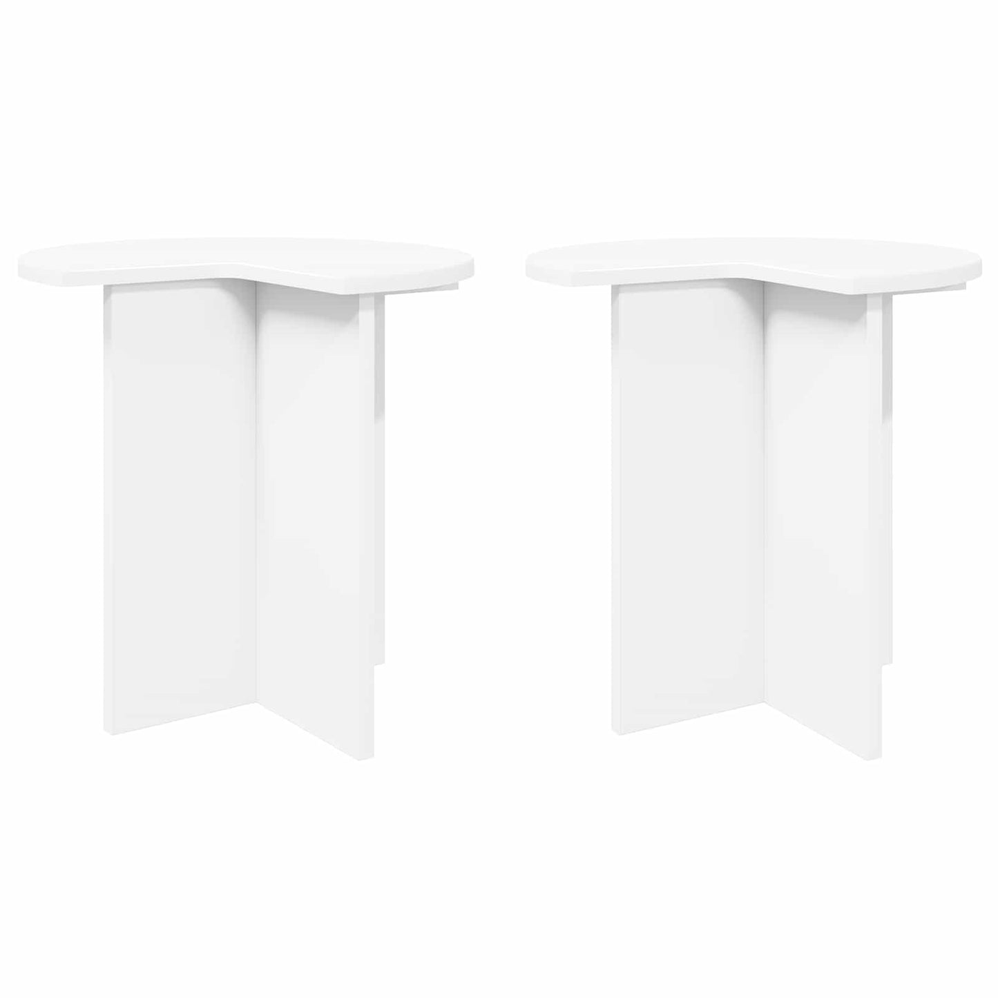 Sidebord 2 stk. Hvid Ø 39 x 38 cm Konstrueret træ