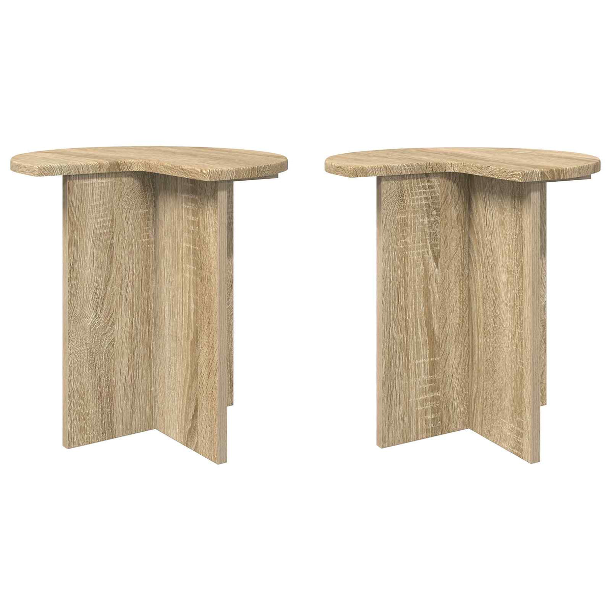 Sidebord 2 stk. Sonoma-eg Ø 39 x 38 cm Konstrueret træ