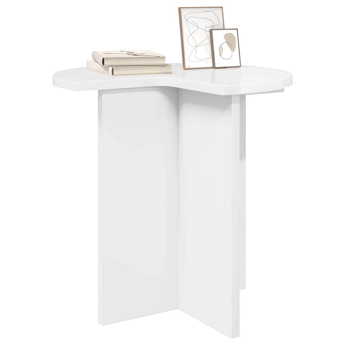 Sidebord Hvid højglans Ø 39 x 38 cm Konstrueret træ