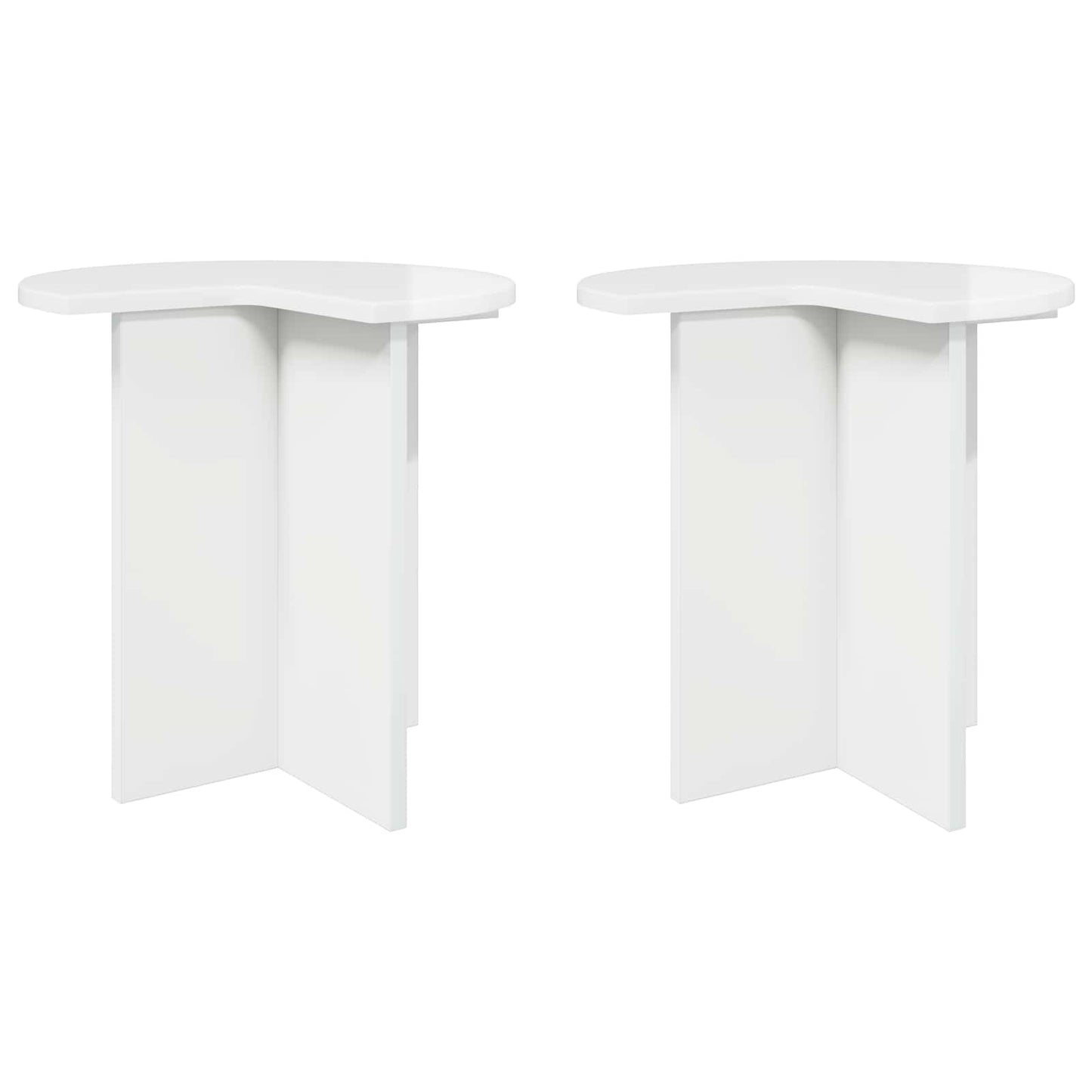 Sidebord 2 stk. Hvid højglans Ø 39 x 38 cm Konstrueret træ