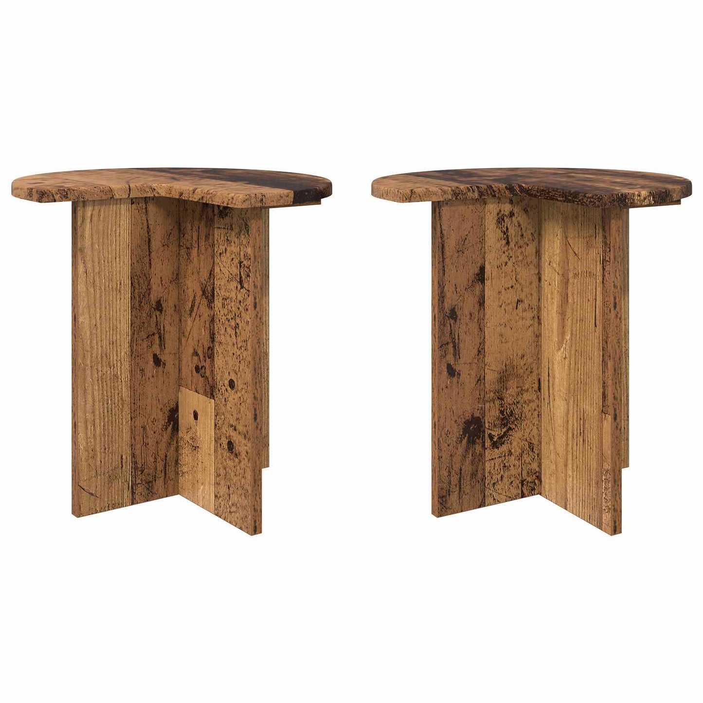 Sidebord 2 stk. Gammelt træ Ø 39 x 38 cm Konstrueret træ