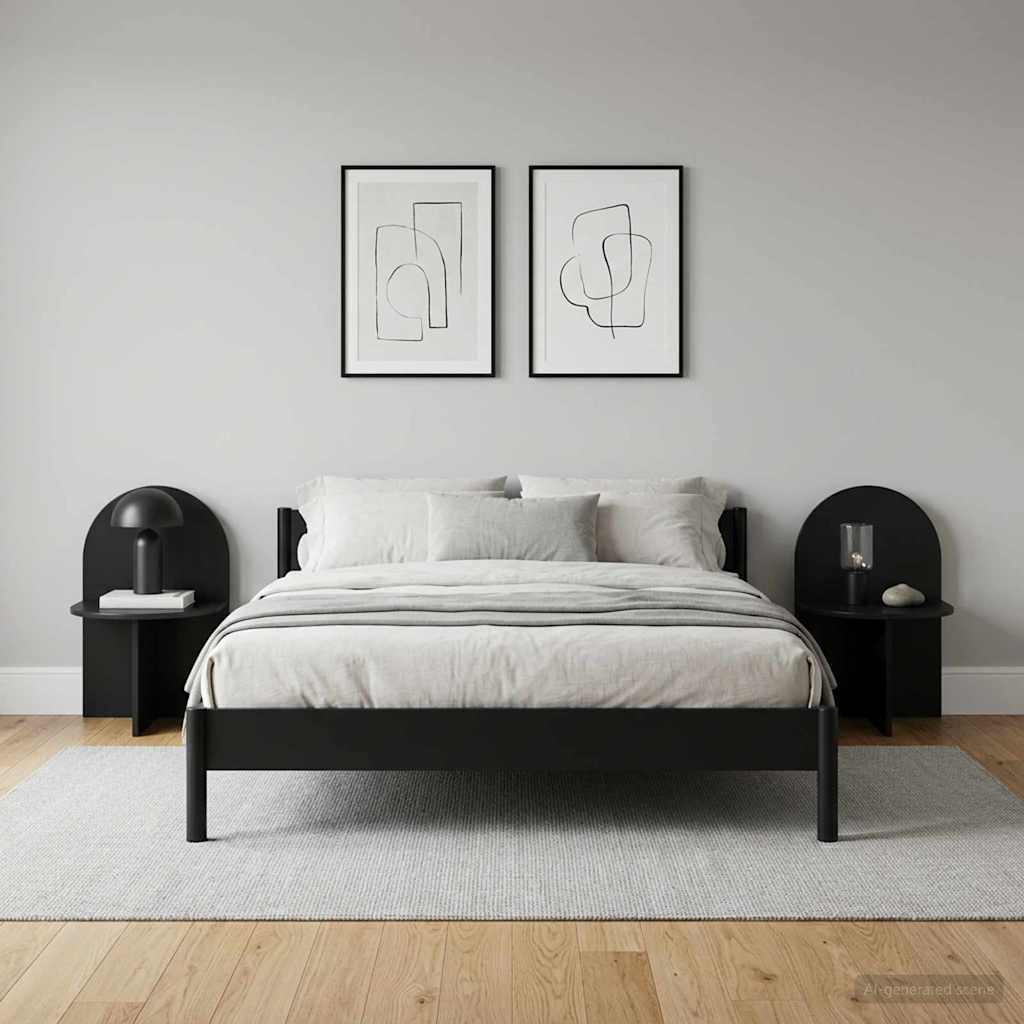 Sengebord 2 stk. Sort eg 48 x 49 x 65 cm Konstrueret træ