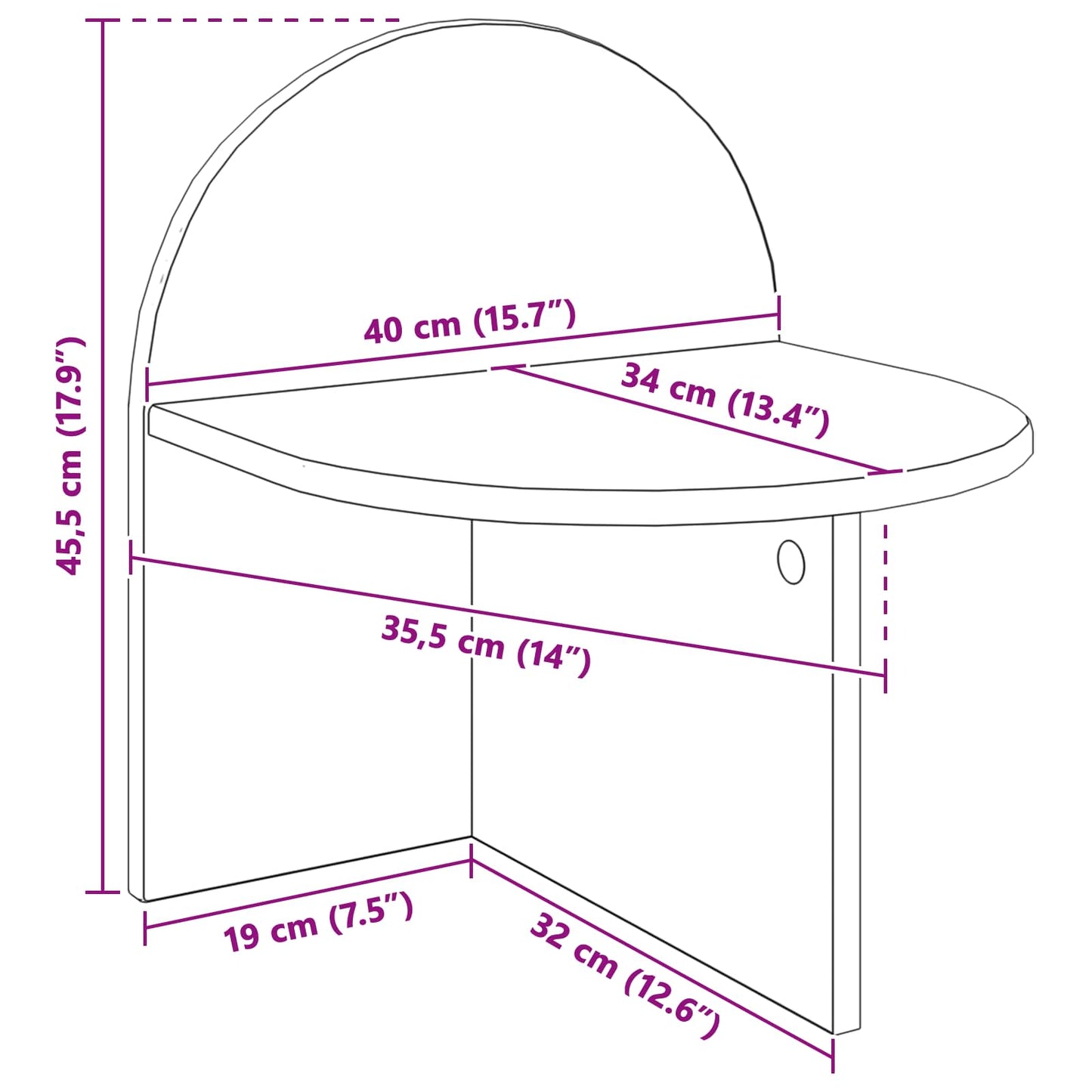 Sengebord Sonoma-eg 40 x 35,5 x 45,5 cm Konstrueret træ
