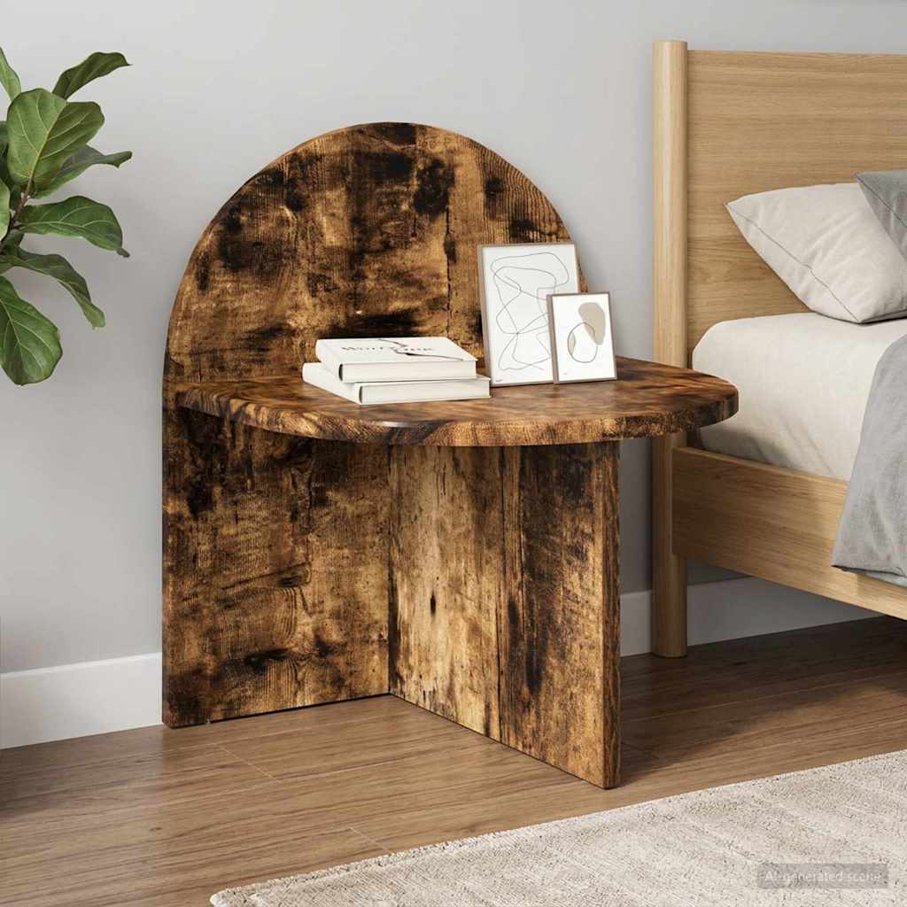 Sengebord 2 stk. Røget eg 40 x 35,5 x 45,5 cm Konstrueret træ